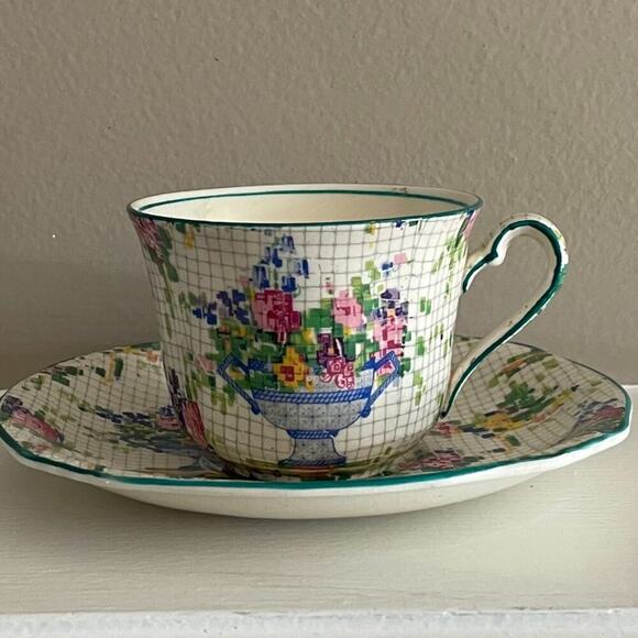 VTG Royal Winton China "Pelham" Grimwades Teacup & Saucer, Floral Pixel - Picture 1 of 10